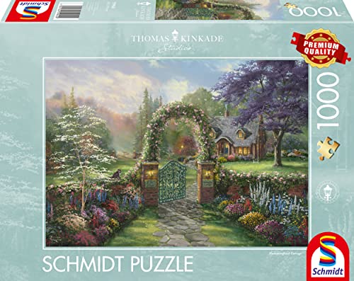 Schmidt Spiele Thomas Kinkade Hummingbird Cottage 1000 Piece Jigsaw Puzzle, Multicolore