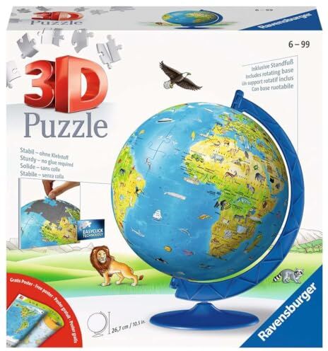 Ravensburger Spieleverlag- Kindererde Mappamondo per Bambini in Lingua Tedesca, Colore,