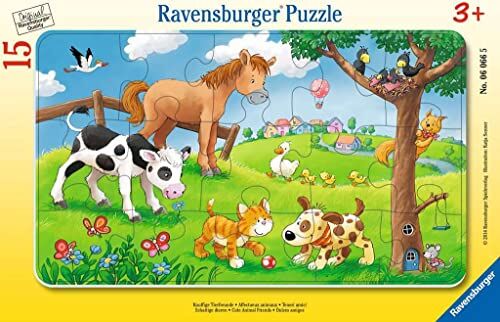 Ravensburger 06066 Puzzle Bambino con Cornice Loving Animali 15 Pezzi