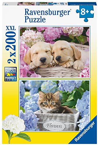 Ravensburger Puzzle, Cani e Gatti, Esclusiva Amazon, 2 Puzzle da 200 pezzi, Puzzle per bambini, Età consigliata +8, 6