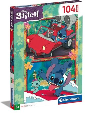 Clementoni - Disney Stitch Supercolor Stitch-104 Pezzi Bambini 6 Anni, Puzzle Cartoni Animati-Made in Italy, Colore Multilingua,