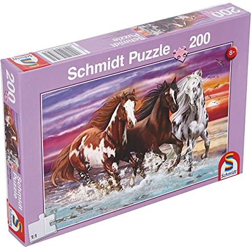 Schmidt Spiele - Horse Puzzle da 200 Pezzi con Cavalli Selvatici, Multicolore,