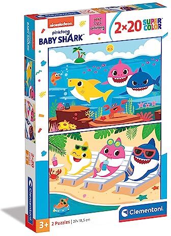 Clementoni Supercolor Puzzle Baby Shark 2 puzzle da 20 pezzi Made in Italy puzzle bambini 3 anni +