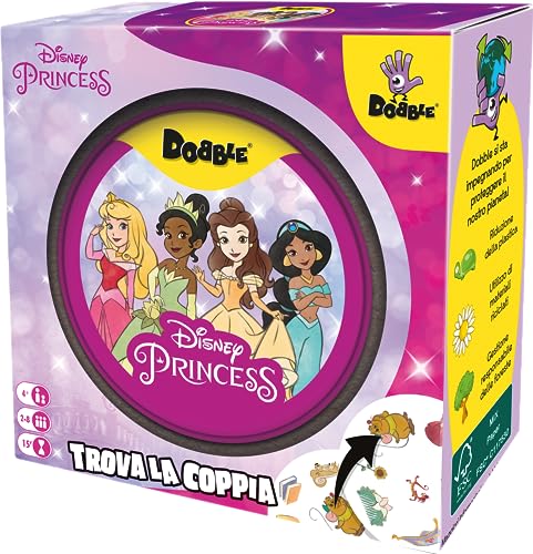 Asmodee Dobble: Disney Princess Divertente Gioco da Tavolo per Tutta la Famiglia con le Principesse Disney, 2-8 Giocatori, 4+ Anni, Edizione in Italiano