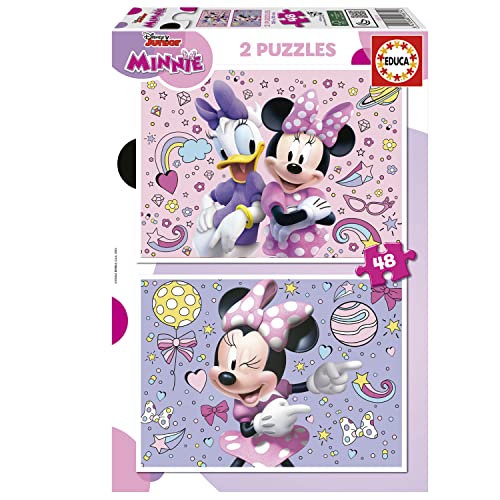 Educa Minnie   Set di 2 enigmi per bambini con 48 pezzi. Misura approssimativa una volta montata: 28 x 20 cm. Composto da grandi pezzi perfettamente finiti. Raccomandato da 4 anni ()