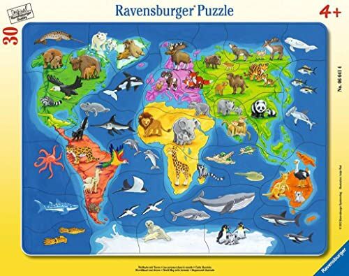 Ravensburger 06641 Puzzle a quadro, animali del mondo, 30 x 48 pezzi