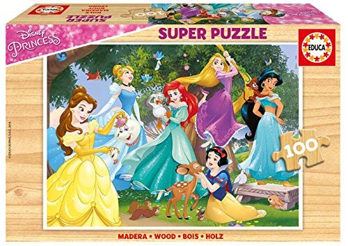 Educa Puzzle in legno con 100 pezzi per bambini   Principesse Disney. Misura: 40 x 28 cm. 2 puzzle da 100 pezzi ciascuno. A partire dai 6 anni ()
