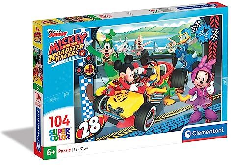 Clementoni Mickey And The Roadster Racers Topolino Supercolor Puzzle, Multicolore, 104 Pezzi,