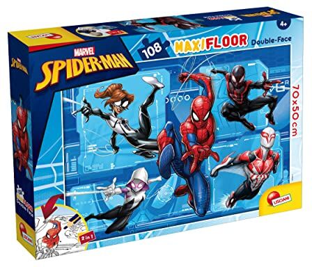 Liscianigiochi Lisciani Giochi Marvel Puzzle DF Maxi Floor 108 Spiderman, Multicolore,