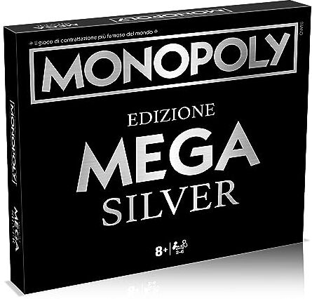 Winning Moves Mega Monopoly Edizione Black e Silver, Gioco da Tavolo, Edizione Italiana, 6 giocatori