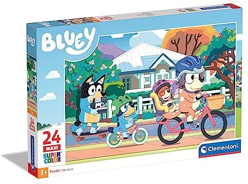 Clementoni - Bluey Supercolor Puzzle-Bluey-24 Maxi Pezzi Bambini 3 Anni, Puzzle Cartoni Animati-Made in Italy, Multicolore,