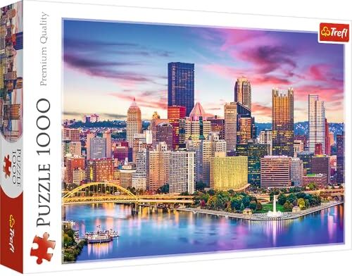 Trefl - 1000 Pezzi-Paesaggio Urbano, Grattacieli, Te, Intrattenimento Creativo, Divertimento, Classico per Adulti e Bambini dai 12 Anni in su Puzzle, Colore Pittsburgh, Pennsylvania, USA,