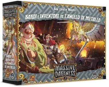 Asmodee Massive Darkness 2: Bardi e Inventori vs l'Angelo di Metallo – Box Eroi e Mostri, Espansione Gioco da Tavolo, Edizione in Italiano