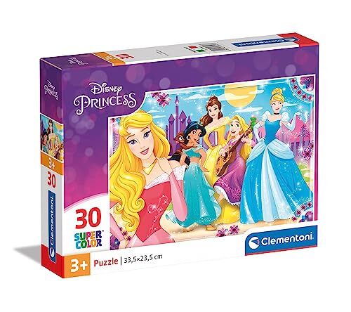 Clementoni Disney Princess Supercolor Princess-30 Pezzi Bambini 3 Anni, Puzzle Cartoni Animati-Made In Italy, Colore Cranberry,