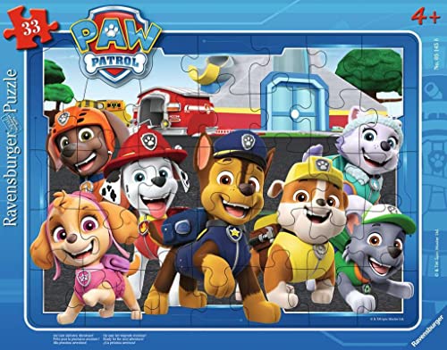 Ravensburger Verlag- Auf zum Nächsten Abenteuer Paw Patrol Cani  Bambini  – per la prossima Avventura. -Puzzle con Cornice da 33 Pezzi, Colore Verde Teal/Turchese