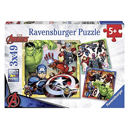 Ravensburger Puzzle, Marvel Avengers, Puzzle 3 x 49 Pezzi, Puzzle per Bambini, Puzzle Marvel, Età Consigliata 5+ Anni