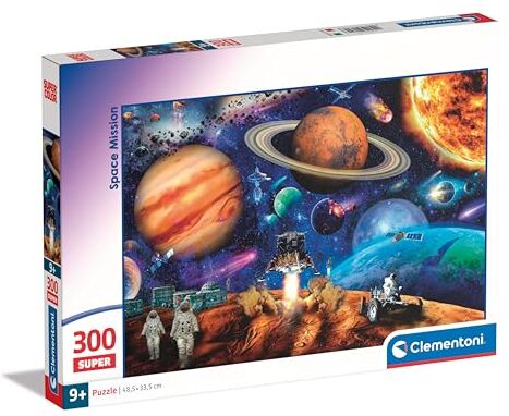 Clementoni - Supercolor Space Mission-300 Pezzi Bambini 9 Anni, Puzzle Illustrazione Spazio, Made in Italy, Multicolore,