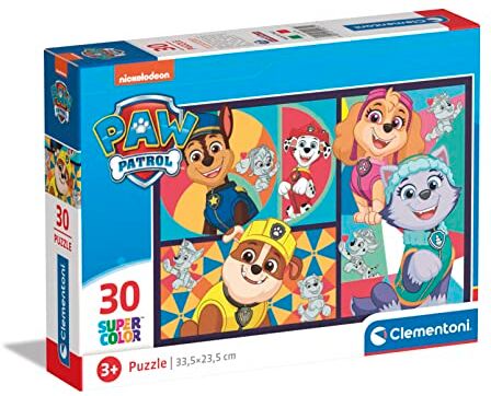 Clementoni - Paw Patrol Supercolor Patrol-30 Pezzi Bambini 3 Anni, Puzzle Cartoni Animati-Made in Italy, Multicolore,