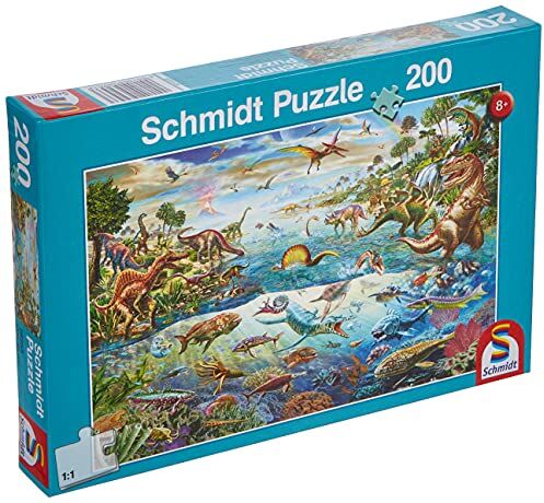 Schmidt Spiele - Puzzle Scopri i Dinosauri, 200 Pezzi, Multicolore, 56253