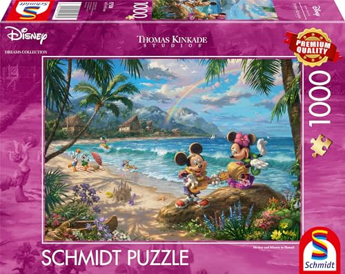 Schmidt Spiele Thomas Kinkade, Disney, Topolino e Minnie in Hawaii, puzzle da 1000 pezzi, Multicolore [Esclusivo Amazon]