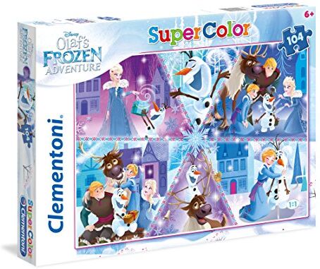 Clementoni - Olaf's Adventure Disney Frozen Supercolor Puzzle Maxi, Multicolore, 104 Pezzi,