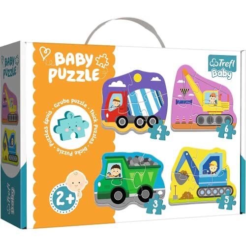 Trefl - Puzzle Veicoli in Cantiere da 3 a 6 Pezzi, 4 Set, per Bambini da 2 Anni, Colore