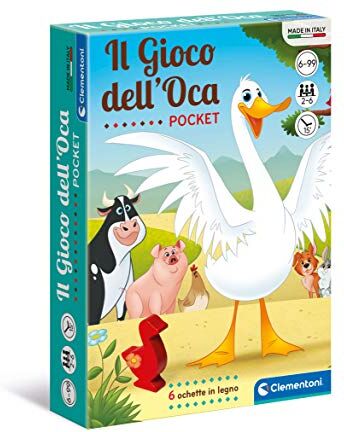 Clementoni dell'Oca-Pocket-mazzo, carte bambini, tavolo, gioco di società per tutta la famiglia, 2-6 giocatori, 6 anni+, Made in Italy, Multicolore,