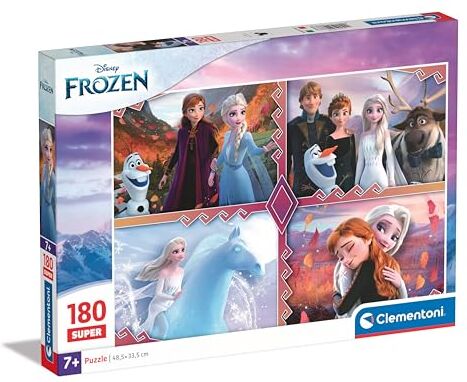 Clementoni - Disney Frozen Supercolor Frozen-180 Pezzi Bambini 7 Anni, Puzzle Cartoni Animati, Made in Italy, Multicolore,