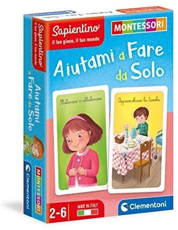 Clementoni Carte Aiutami a Fare da Solo Montessori 2 anni (versione in italiano), gioco educativo-Made in Italy, Multicolore,