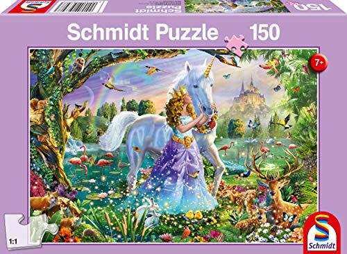 Schmidt Spiele Puzzle da 150 pezzi "Principessa con unicorno e serratura", multicolore