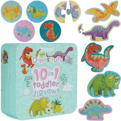 boppi Puzzle Bambini 2 Anni Educativi 10 in 1 Giochi Montessori 1 Anno in su Puzzle Dinosauri per Bambini 30 Pezzi Idee Regalo Bimbi per Natale e Compleanno con Scatola Porta Gioco di