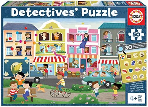 Educa Detectives' puzzle. La Città. Puzzle Bambini 50 pezzi. Monta il puzzle e trova i 30 ojjetti persi. +4 anni. Rif.