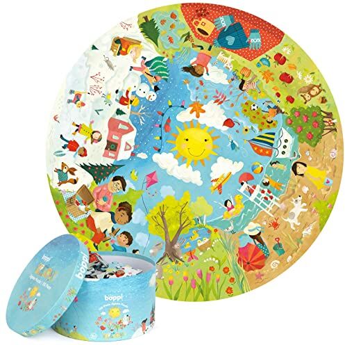 boppi Puzzle Le 4 Stagioni Per Bambini Da 5 A 8 Anni 150 Pezzi Giochi Educativi 4 Anni Da Tavolo Puzzle Rotondo Con Porta Puzzle Diametro 58cm Ecofriendly By