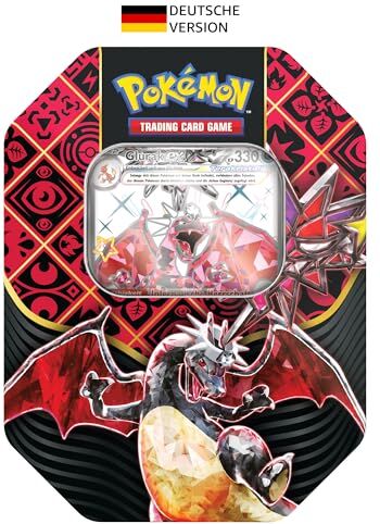 Pokémon - Scatola di latta, gioco di carte collezionabili, Charizard-ex irisé (versione tedesca)