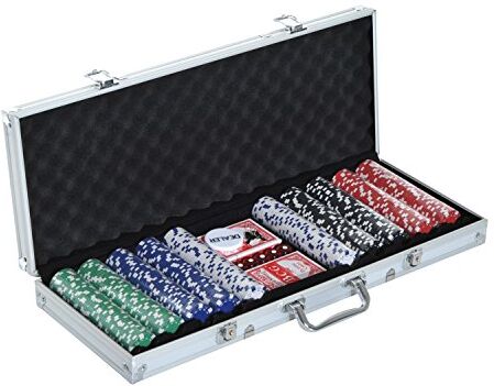 HOMCOM Valigetta Poker Professionale in Alluminio, Set Poker con 500 Fiches e 2 Mazzi per Texas hold'em e Blackjack