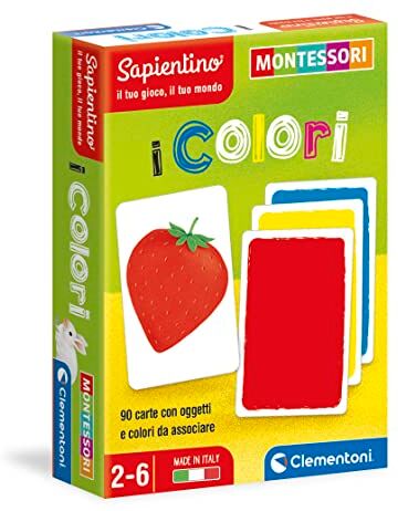 Clementoni Carte Colori Montessori 2 Anni (Versione in Italiano), Gioco educativo-Made in Italy, Multicolore,