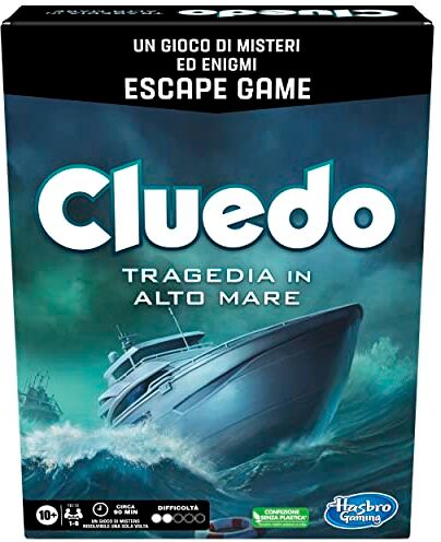 Hasbro Cluedo Escape Tragedia in Alto Mare, gioco di misteri ed enigmi in versione Escape Game, da tavolo, per le famiglie, dai 10 anni in su, 1-6 giocatori