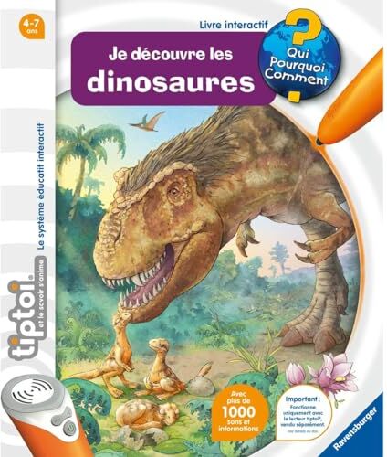 Ravensburger tiptoi®- Libro interattivo- I Dinosauri Gioco educativo elettronico senza schermo Da 4 Anni Versione francese 00145