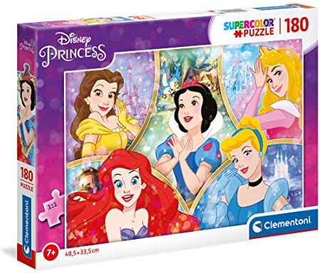 Clementoni Disney Princess Supercolor Princess-180 pezzi-Made in Italy, puzzle bambini 7 anni+, Multicolore,