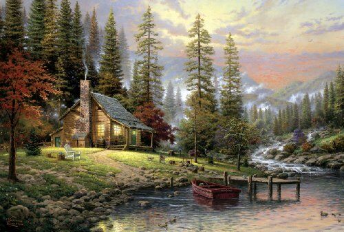 Kinkade, Thomas Spiele  Thomas Kinkade "Casa tra le montagne", Puzzle da 500 pezzi