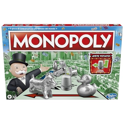 Hasbro Monopoly Classico, Gioco da Tavola per Famiglie, Adulti, Bambini e Bambine da 2 a 6 Giocatori, Giochi di Strategia Divertenti, da 8 Anni in su
