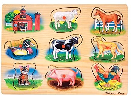 Melissa & Doug Puzzle in legno per bambini, La fattoria parlante, Puzzle sonoro, Incastri in legno per bambini, Puzzle bambini 2 anni pezzi grandi, Gioco bambino 2 anni, Regalo bimba 2 anni