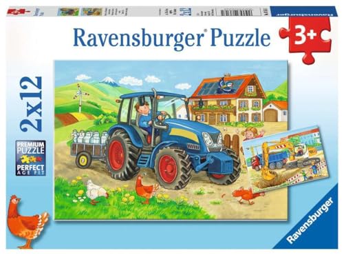 Ravensburger Costruzioni e Fattoria, Puzzle, 2 X 12 Pezzi, Multicolore, 7616