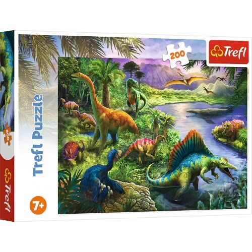 Trefl 200 Elementi, per Bambini da 7 Anni Puzzle, Colore Dinosauri Predatori, Dinosaurier,