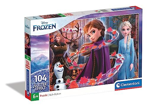 Clementoni - Puzzle Glitter Effect Frozen 2 Disney 104pzs --Glitter 2-104 Pezzi, Bambini, Multicolore, One size,