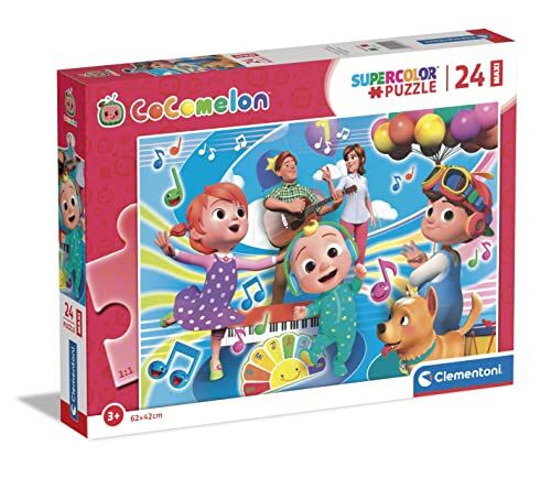 Clementoni - Puzzle Maxi Cocomelon 24pzs Supercolor Puzzle-Cocomelon-24 Pezzi-Made in Italy, 3 Anni, Bambini Cartoni Animati, Multicolore, Medium,