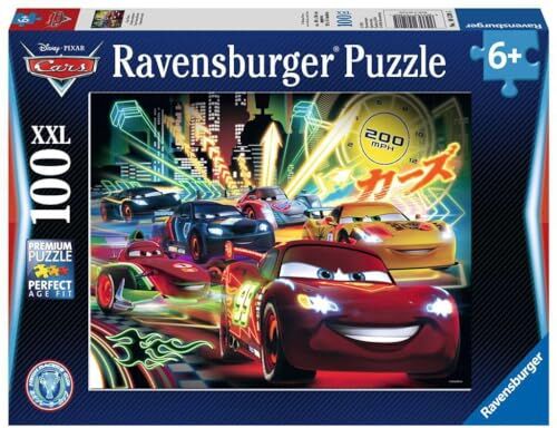 Ravensburger Cars Neon Racers Disney, Puzzle 100 Pezzi XXL