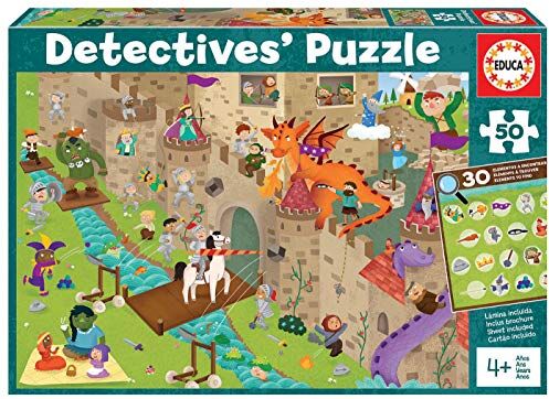 Educa Detectives' puzzle. Castello. Puzzle Bambini 50 pezzi. Monta il puzzle e trova i 30 ojjetti persi. +4 anni. ()