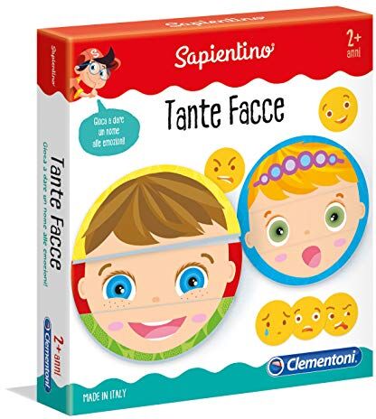 Clementoni Sapientino Tante Facce, Tessere Illustrate, Puzzle Incastro Bambini, Gioco Educativo 2 Anni Per Imparare Emozioni, Made in Italy,