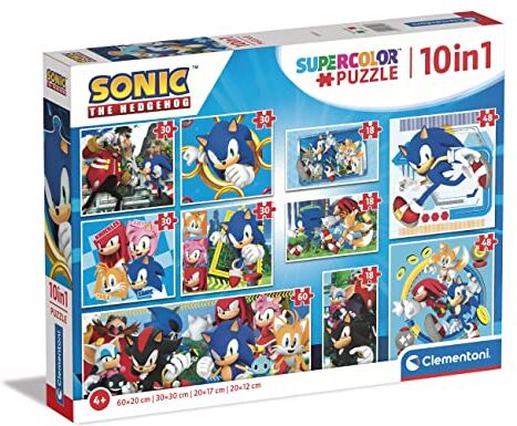 Clementoni Supercolor Sonic 10 Immagini Diverse (3 18, 30, 2 48 e 1 60 Pezzi), Puzzle Bambini 4 Anni, Made In Italy, Multicolore,